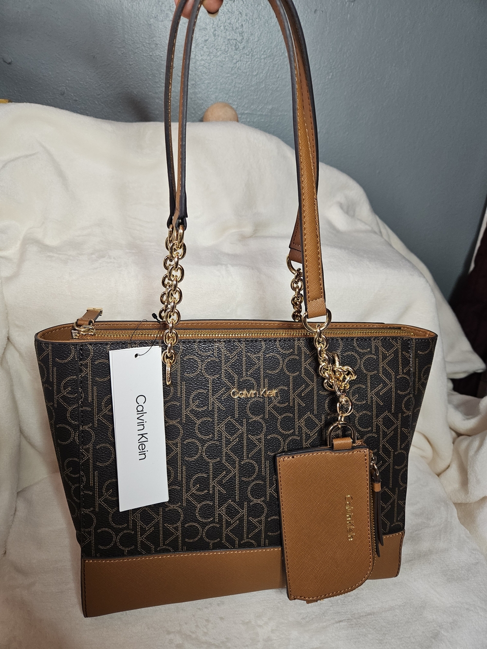 Calvin Klein Brown Monogram Tote